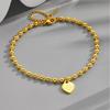 Pulseira Elegante e Simples de Ouro Galvanizado 18K para Mulheres, Pingente Pequeno Redondo em Forma de Coração, Design Personalizado, Corrente de Bolinhas em Aço Titânio