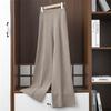 Pantalones de Lana 100% de Pierna Ancha para Mujer Punto Medio Pierna Modificada Sueltos Adelgazantes Tejido de Cachemira Pantalones de Cintura Alta Color Sólido