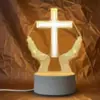 Luz de Noche 3D Señor Santo Lámpara de Mesita de Noche Táctil USB Control Remoto Luz LED Multicolor Temática de Iglesia Adorno Decorativo de Escritorio