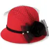 Chapéu de Lã Feminino Outono e Inverno Estilo Coreano Chapéu de Palha com Pena Chapéu de Vaso Grande Chapéu Bowler Versátil Britânico Chapéu de Moda Chapéu de Inverno