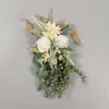 Decoração de Parede de Buquê Invertido de Eucalipto Estilo Floresta Folha de Dinheiro Flor Artificial Decoração de Casamento Pingente Flor Artificial Maçaneta de Porta