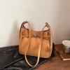 Bolsa Tote Fashion Retrô de Cor Sólida Feminina 2025 Nova Casual Grande Capacidade Tendência Versátil Bolsa de Ombro Bolsa de Braço