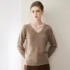 Suéter de cachemira para mujer, nueva colección otoño e invierno, prêt-à-porter premium, suéter base de punto 100% cachemira pura con cuello en V, capa interior de moda