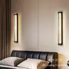 Luminária de parede minimalista Bauhaus tira longa de vidro luminária de parede para quarto parede de fundo da sala de estar corredor hotel linhas retrô tecido