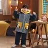 Conjunto de pijama infantil inverno meninos fleece de coral espessado quente acolchoado de três camadas Roupa de casa masculina de comprimento médio
