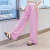 Calças de Perna Larga Xadrez Preto e Branco em Cor de Contraste Retrô Versátil Menina Calças Yamamoto Cordão Cintura Alta Casual Calças Rosa Estilo Preguiçoso