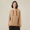 [Mezcla de Lana de Alpaca] Moda Otoño e Invierno y el Más Fácil de Combinar Suéter de Punto con Capucha Cálido Suave Cera Manga Larga Suéter de Lana para Mujer