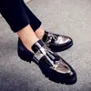 Moda Británica de Invierno Zapatos Casuales de Cuero con Punta Zapatos sin Cordones para Salón de Peluquería de Discoteca Zapatos Mocasines que Aumentan la Altura Zapatos Cálidos de Algodón para Hombre