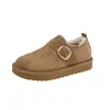 Sapatos Birkenstock de sola grossa com forro de fleece para aquecimento, botas de neve para mulheres, mocassins casuais Outono/Inverno 2026, sapatos baixos de algodão peludos, botinhas