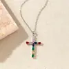 Acessórios de Colar Cruz de Zircônia Europeus e Americanos Transfronteiriços, Luxo Leve, Design de Nicho de Alta Qualidade, Joia de Corrente Versátil para Suéter