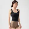 Nueva Moda Versátil Nuevo Estilo con Almohadillas en el Pecho Camiseta sin Mangas de Yoga para Mujer Amigable con la Piel Sensación de Segunda Piel Fitness a Prueba de Impactos Ropa Interior Deportiva