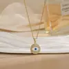 Amazon Banhado a Cobre Ouro Real Olho Turco Azul Mão com Coração Diamante Gota de Óleo Colar Olho do Diabo