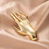 Broche Metálico Exagerado Estéreo Forma de Palma Broche de Tulipa con Lazo Corsage