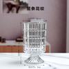Estilo nórdico estilo francês retro luz luxo em relevo mesa de jantar transparente vaso de vidro alto avançado sentido vento lâmpada vaso de vidro