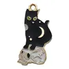 Halloween Transfronteiriço Gato Preto Caveira Esmalte Liga Liga Acessórios de Joias Brincos DIY Colar Chaveiro Pingente Charme