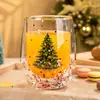 Taza de Vidrio de Borosilicato Alto con Forma de Árbol de Navidad Tridimensional, Transparente Resistente al Calor para Café y Bebidas en Casa, Estilo Regalo para Pareja