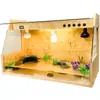 Caixa de Criação de Tartarugas, Caixa de Codornas, Caixa para Pets Répteis, Caixa Isolada para Tartarugas, Caixa de Madeira Maciça com Borda Amarela para Geckos, Lagartos, Cobras e Tartarugas Aquáticas