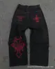 JeansJnco Y2K Personalizado para E-commerce Transfronteiriço, Modelo Largo com Bordado Vintage, Estilo Streetwear Hip-Hop, Calça Masculina de Perna Larga Harajuku
