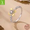 Yin Zi Yun Original Plata de Ley S925 Pulsera Anillo de Crisantemo de Otoño Set de Joyería Exquisitos Pendientes de Botón de Perla Flor Pequeña