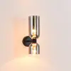 Lámpara de pared LED moderna y minimalista de doble cabezal para dormitorio, mesita de noche, espejo de baño, hotel y casa de huéspedes, con iluminación hacia arriba y hacia abajo, hecha de hierro