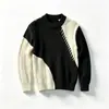 2026 Suéter de Tricô Gola Redonda Masculino Outono/Inverno Transfronteiriço Malha Moda Tendência Bloco de Cores Espessado Casual Camisa Base