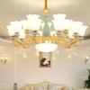 Lámpara de Sala de Estar Araña de Estilo Europeo Cristal Atmosférico Cerámica Simple Moderna Lámpara de Restaurante Led Lámparas de Dormitorio para Nuevo Hogar
