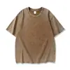 Camiseta de Manga Corta Lavada de Alta Calidad Estilo Nuevo de Verano 240, Holgada Casual Estilo Americano Vintage Algodón Pesado Lavado Camiseta para Pareja