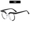 Montura de Gafas Redonda Retro Europea y Americana de Búho con Lente Plano Anti-Luz Azul para Mujer Transfronteriza Personalizada con Lentes