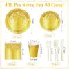 Plato de Papel Dorado con Brillo Transfronterizo Desechable Diamante Servilleta y Vaso Vajilla para Cumpleaños Aniversario Boda Femenino