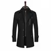 Abrigo de Lana para Hombres de Mediana Edad y Mayores, Estilo Business Casual, Cuello Doble, Forro Interior Desmontable, Solapa Grande, Engrosado, Longitud Media