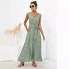 Vestido de primavera e verão 2021 e-commerce transfronteiriço Amazon explosão estampa de leopardo decote V cadarço