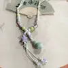 Colar Pingente de Sino de Borboleta de Cerâmica Estilo Étnico Retrô Design Feminino Novo Acessórios de Corrente Longa para Suéter da Moda