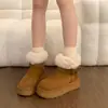 Botas de Nieve Forradas de Piel para Mujer 2026 Nuevas de Invierno con Felpa Gruesa Zapatos de Algodón Suela Gruesa Zapatos de Pan Calientes Botas de Nieve