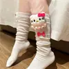 Calcetines Originales para Mujer Negros y Rosas Hello Socks Kitty Calcetines Holgados para Mujer Y2K Chica Dibujos Animados Lindos Calcetines Holgados de Media Pantorrilla