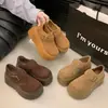 Zapatos Birkenstock para Mujer 2025 Nuevos Otoño e Invierno Retro Versátiles Felpa Suela Gruesa que Aumenta la Altura Mocasines para Personas Bajitas