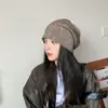 Gorro Holgado Estilo Desolación Vintage para Mujer, Gorro Frío de Diseño Nicho Americano para Primavera y Otoño, Turbante Holgado para Adelgazar el Rostro