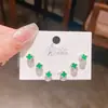 2026 Nuevo Set de Aretes Florales de Zirconia en Placa de Colores, Juego de Tres Pares para Mujer, Aguja de Plata, Set de Aretes Sencillos de Gama Alta