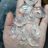 Pendente Ruyi de ágata branca lichia congelada calcedônia natural gelo transparente fecho de segurança dupla face pingente de jade acessórios DIY atacado