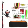 Conjunto combinado de vara de pesca, vara de pesca portátil, vara de arremesso de longa distância, mini vara de pesca, conjunto completo de vara para pesca em mar, conjunto de equipamentos de pesca