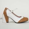 Sapatos Femininos de Comércio Exterior para Primavera e Outono, Sapatos Brogue de Salto Alto, Estilo Britânico Color Block com Salto Grosso, Sapatos Mary Jane com Tira Única para Mulheres