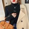Camiseta Básica de Cuello Alto Derong para Mujer en Otoño e Invierno, Ropa Interior Cálida, Diseño que Afina la Figura, Camiseta de Manga Larga con Cuello de Felpa