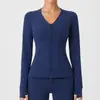 Jaqueta de Yoga Caijue Gola V Outono e Inverno Nova Slim Fit Esportiva Zíper Duplo Pilates Fitness Yoga Wear Manga Longa Feminina