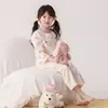 Pijama de Algodón Puro para Niñas Primavera y Verano 2025 Pantalón Largo de Manga Larga para Niños Ropa de Aire Acondicionado para Niños Traje de Casa para Niña Pequeña