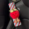 Protetores de ombro para cinto de segurança de carro com tema de refogado de tomate e ovo, decorações de carro, brinquedos de pelúcia, bonecos fofos, presentes criativos