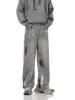 Jeans Rasgados Estilo Americano con Salpicaduras de Tinta Transfronterizos para Hombres y Mujeres, Estilo High Street de Pierna Ancha, Diseño Retro Desgastado, Pantalones Atractivos