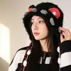 Chapéu de Tricô Fofo e Original com Orelhas Trançadas para Mulheres, Chapéu Quente de Orelhas Estilo Sapo para Outono e Inverno, Chapéu Espessado com Proteção para Orelhas