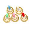 Brincos irregulares INS europeus e americanos da moda com fivela de anel duplo de gota de óleo, brincos simples de aço titânio 18k de alta qualidade para mulheres