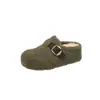 Zapatos Birkenstock Retro Feos Lindos Peludos para Mujer 2026 Otoño Nueva Llegada Hebilla de Cuero Suela Suave Persona Perezosa Punta Cerrada Sandalias Slip-on