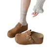 Mules Cerrados estilo Birkenstock con Hebilla Retro para Mujer, Nueva Versión Coreana de Otoño, Pantuflas de Plataforma de Suela Gruesa que Aumentan la Altura para Mujer