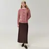 Cardigan de Cachemira de Terciopelo Bai Cai Retro Lujo Ligero para Mujer, Hilo Floral, Suéter Sencillo, Top de Punto en Capas, Nuevo en Otoño/Invierno